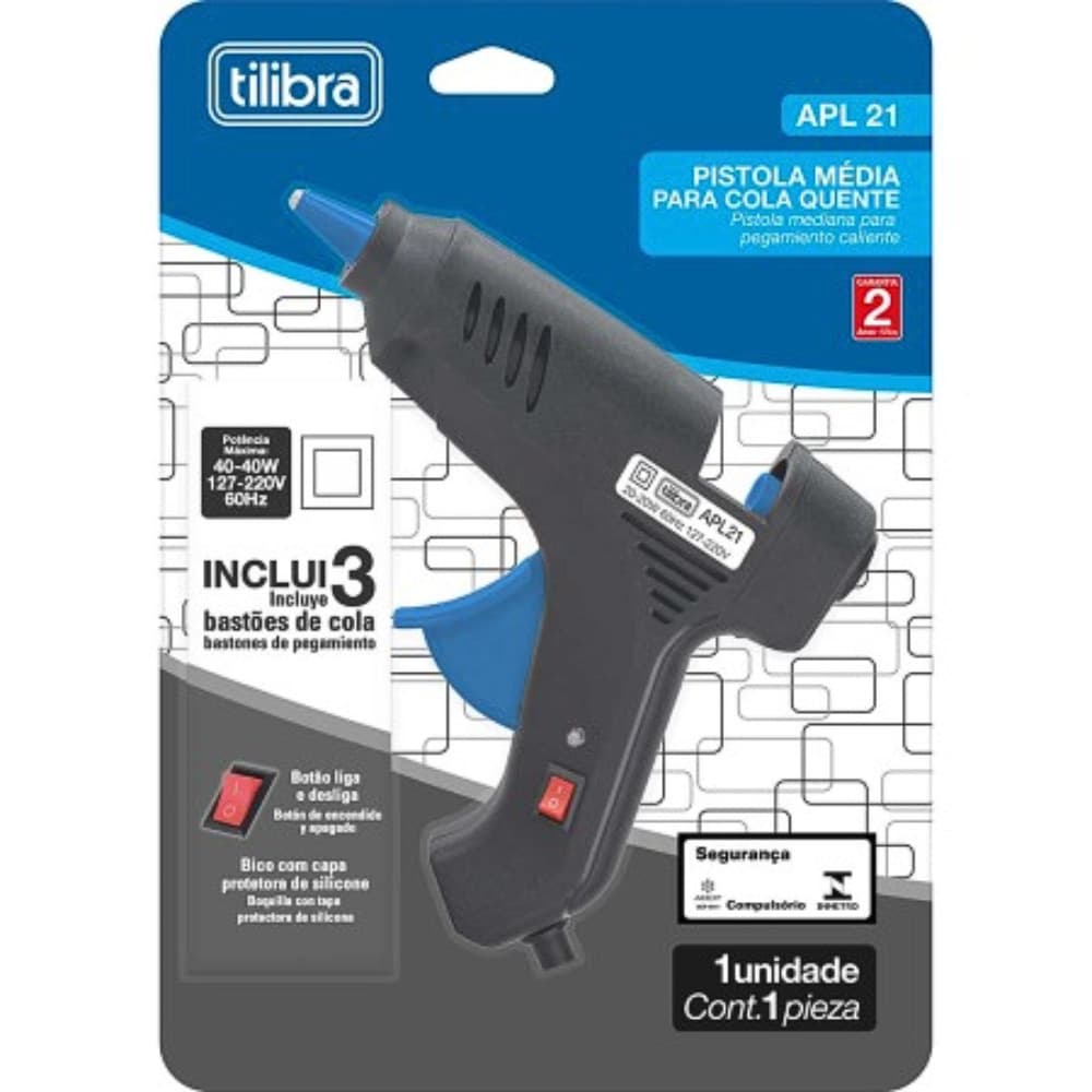Pistola Cola Quente APL21 40W Voltagem 127/220V Projeto Criativo Tilibra