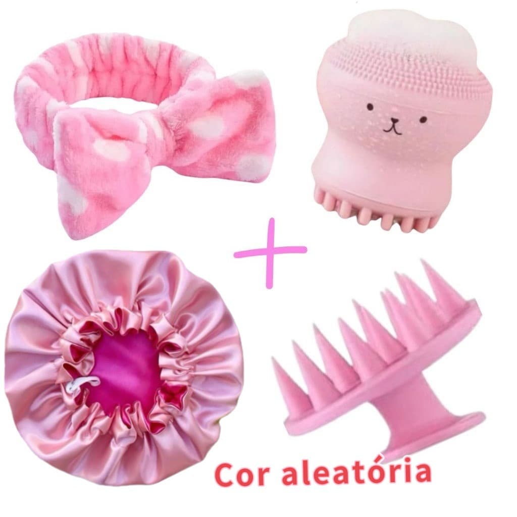 KIT Faixa de Cabelo + Espátula de Silicone Facial Esfoliante Skin Care Limpeza de Pele e 1 Esponja Polvo