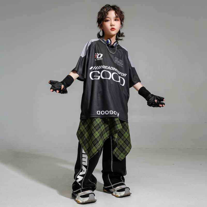 Roupas infantis da moda para dança de rua estilo Hip-Hop roupas de prática de manga curta calças terno meninos crianças