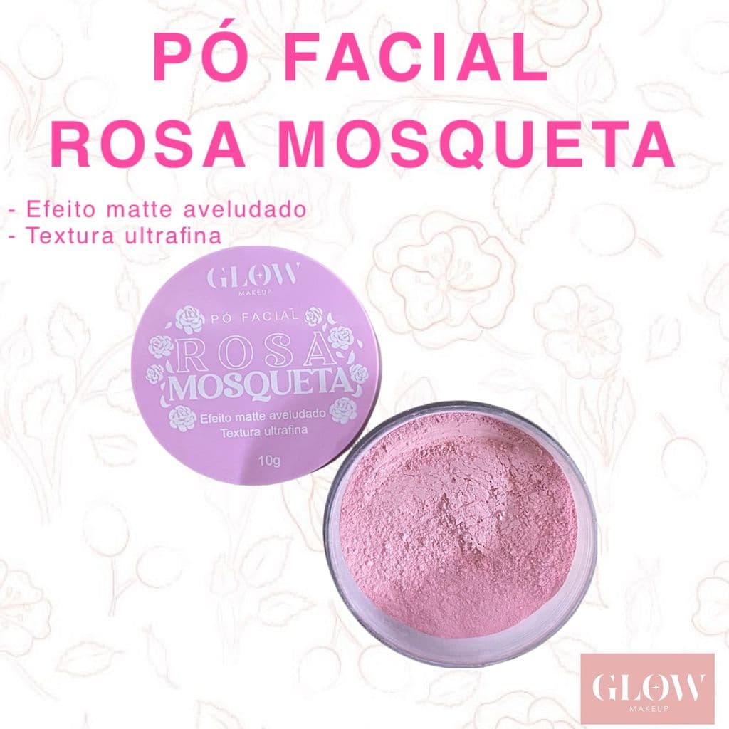 Pó Solto Rosa Mosqueta Ultra Fino Efeito Matte Glow Makeup