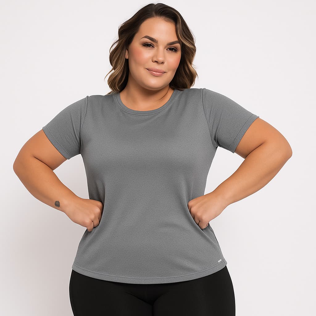 Camiseta camisa feminina dry fit plus size moda fitness academia malhação Tapa Bumbum P M G GG G1 G2(Cinza,P)