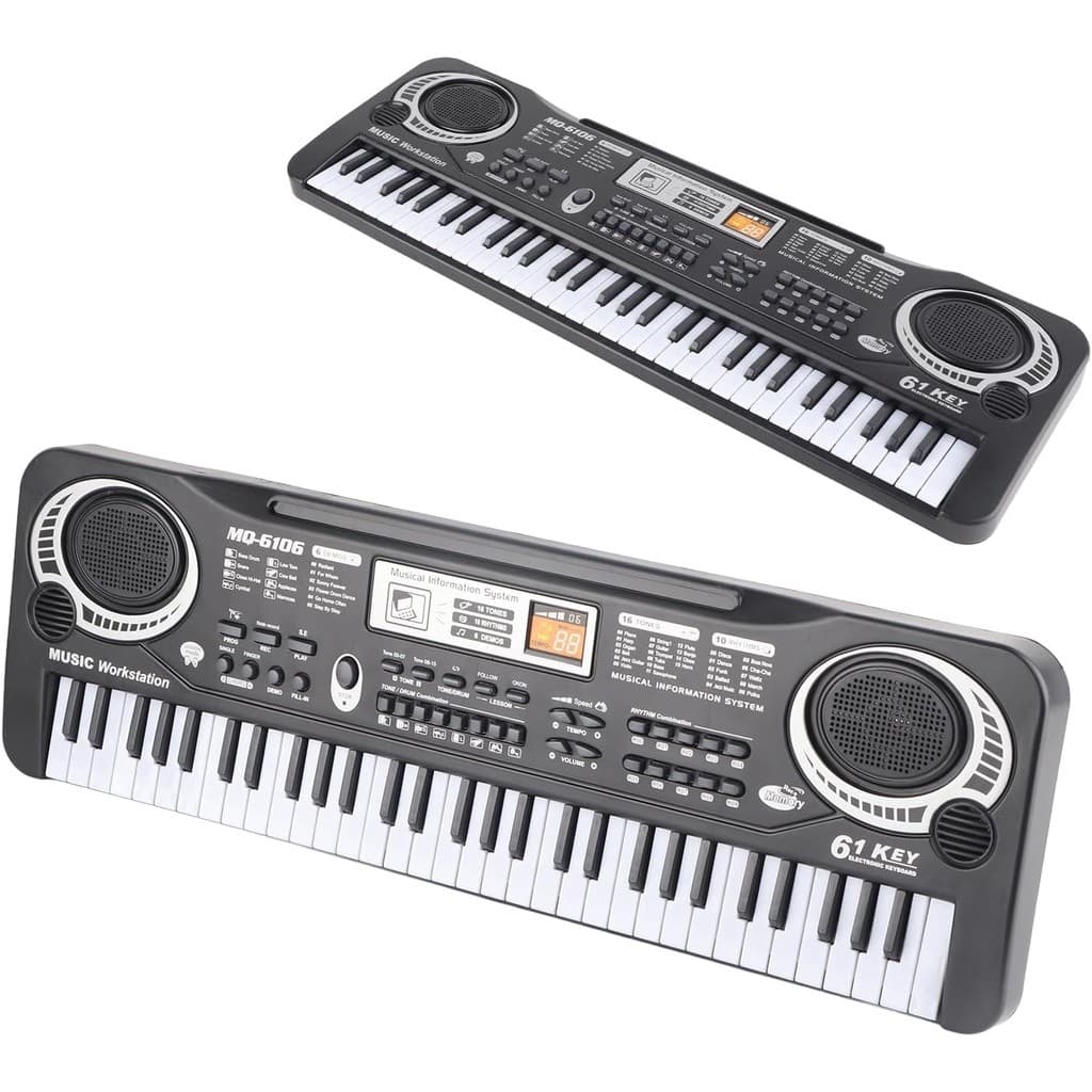 Brinquedo Teclado Piano grande Elétrico Infantil De 61 Teclas Com Microfone E Fonte