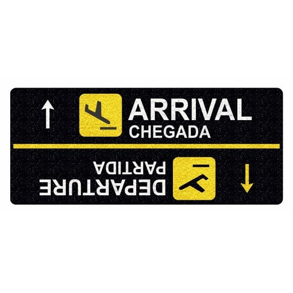 Tapete Capacho Arrival Chegada e Departure Partida./70x30cm Preto.