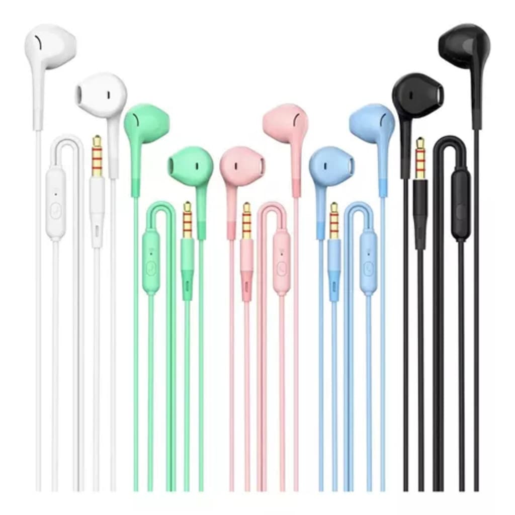 KIT 10 Fone De Ouvido Macaron Super Bass com fio com microfone Original