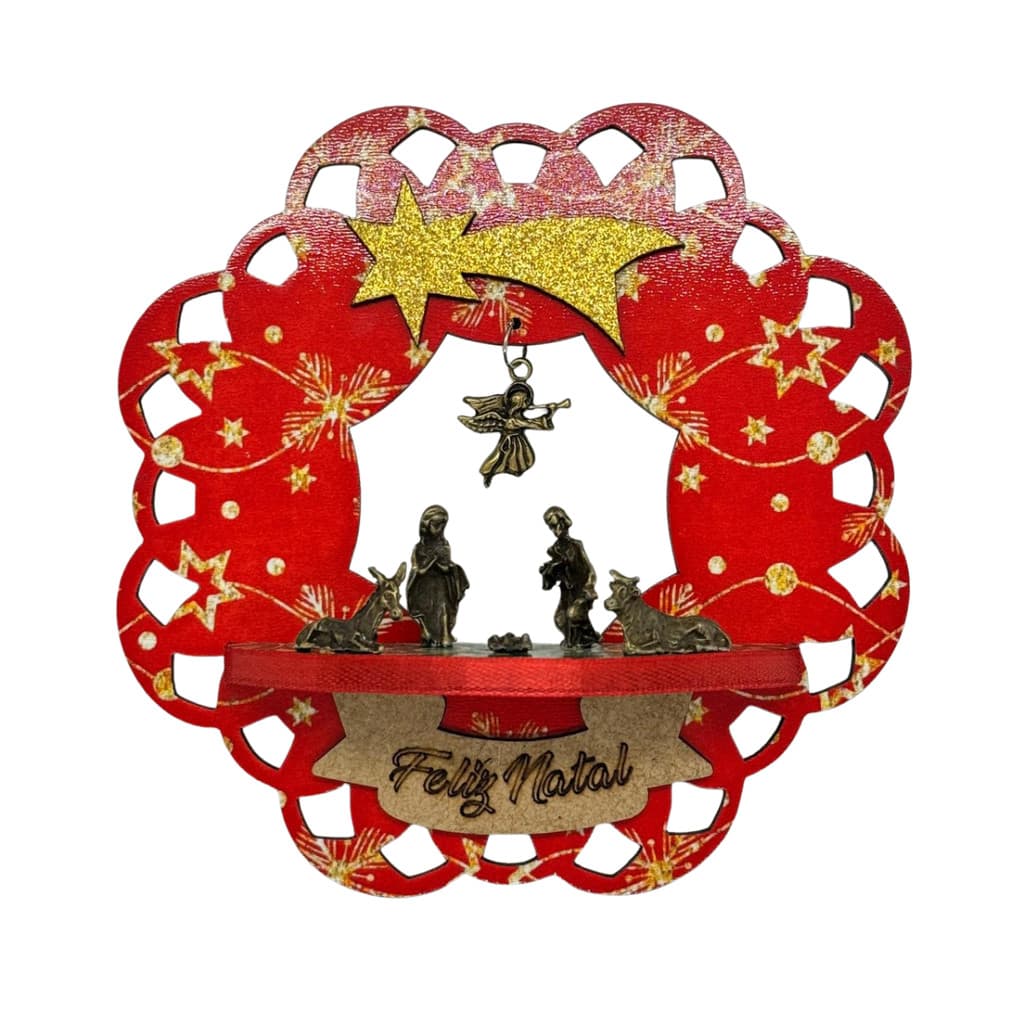 GUIRLANDA MDF PRESEPIO VERMELHO