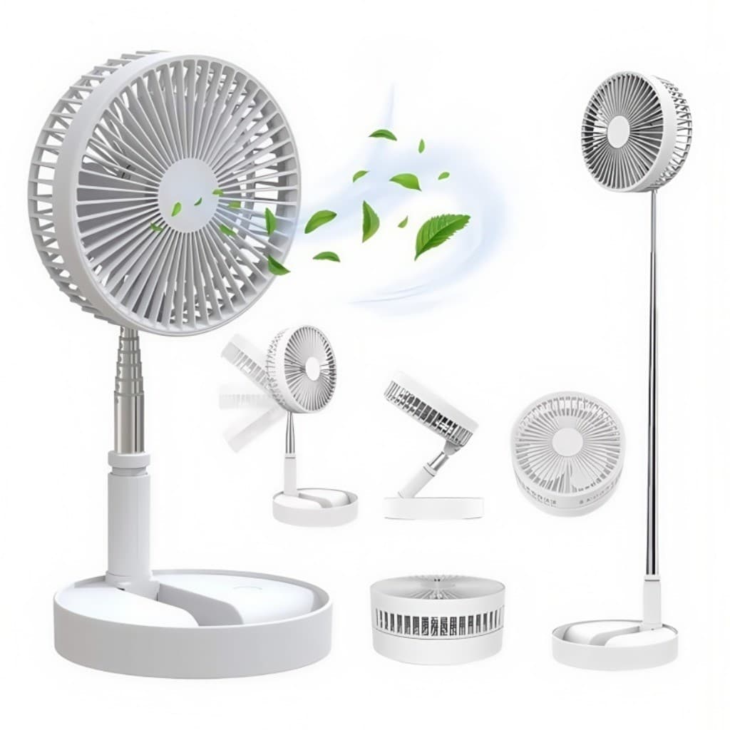 Ventilador silencioso portátil retrátil dobrável com Base de fonte de alimentação