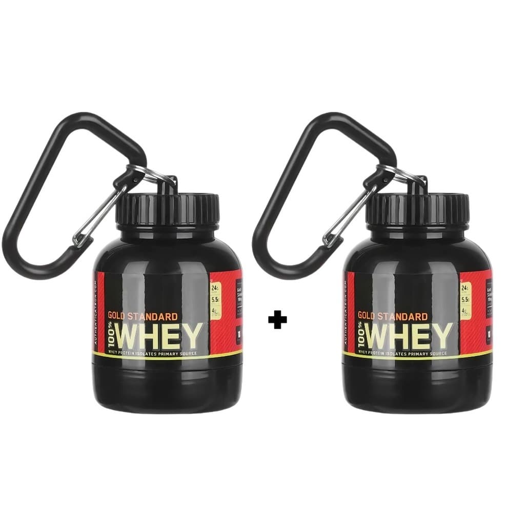 Kit 2 Chaveiro Porta Suplemento Creatina Mini Pote Whey Portatil 200 e 100ml