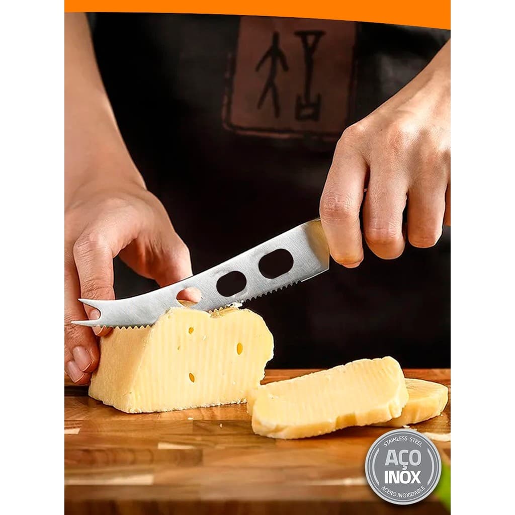 Faca Para Queijo Cortador De Manteiga Fatiador Serrilhado Em Aço Inox
