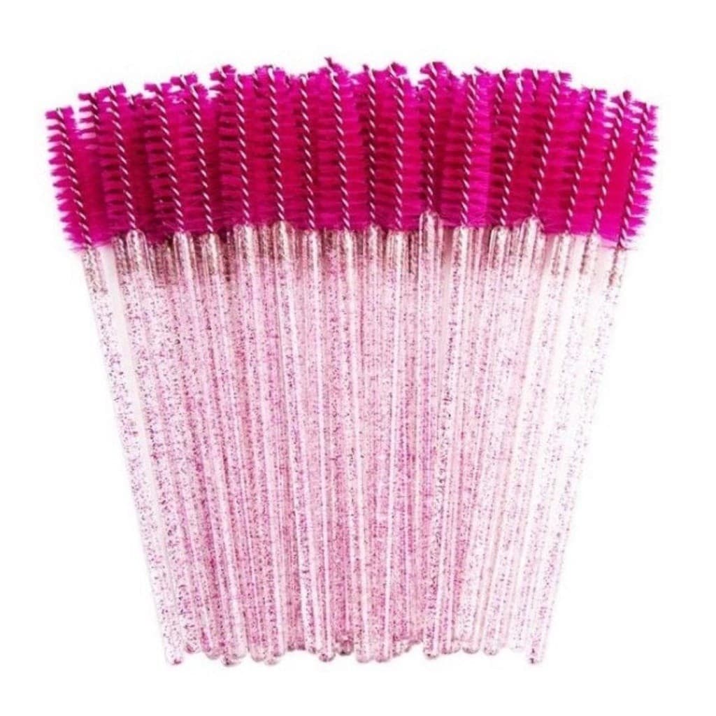 100 Escovinhas de Cílios e Sobrancelha Glitter Extensão e Alongamento Descartável