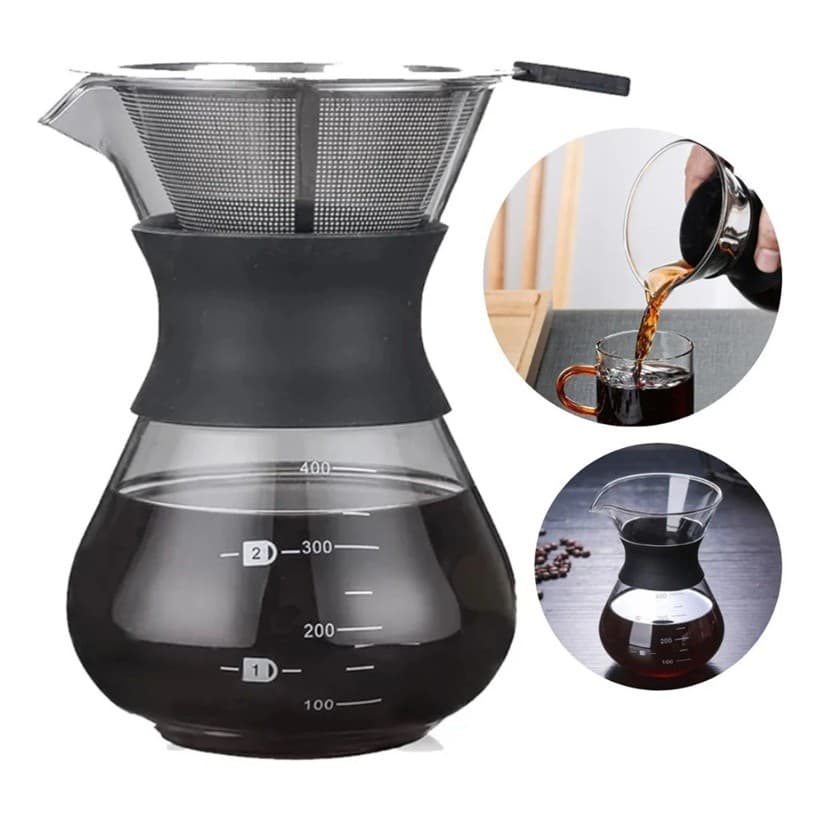 MIMO STYLE PASSADOR CAFÉ VIDRO C/ SILICONE FILTRO DE INOX 350ML