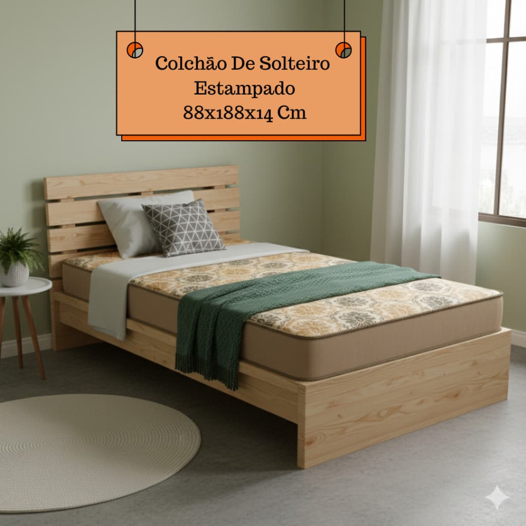 Colchão Solteiro,D28 Alta Densidade Espuma Firme Premium 88x188x14cm.