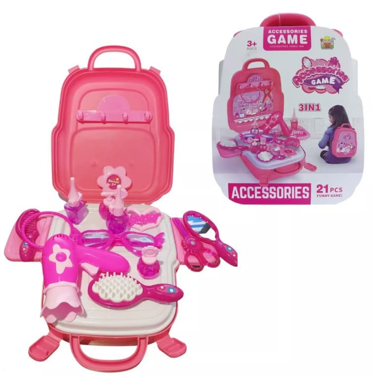 Kit maleta infantil salão de beleza 21 Peças 3 Em 1