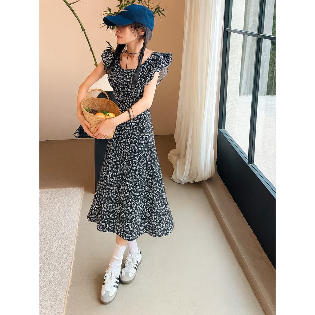 Vestido Juvenil Feminino Floral com Babado – Confortável, Tendência, Estilo Casual e Moderno