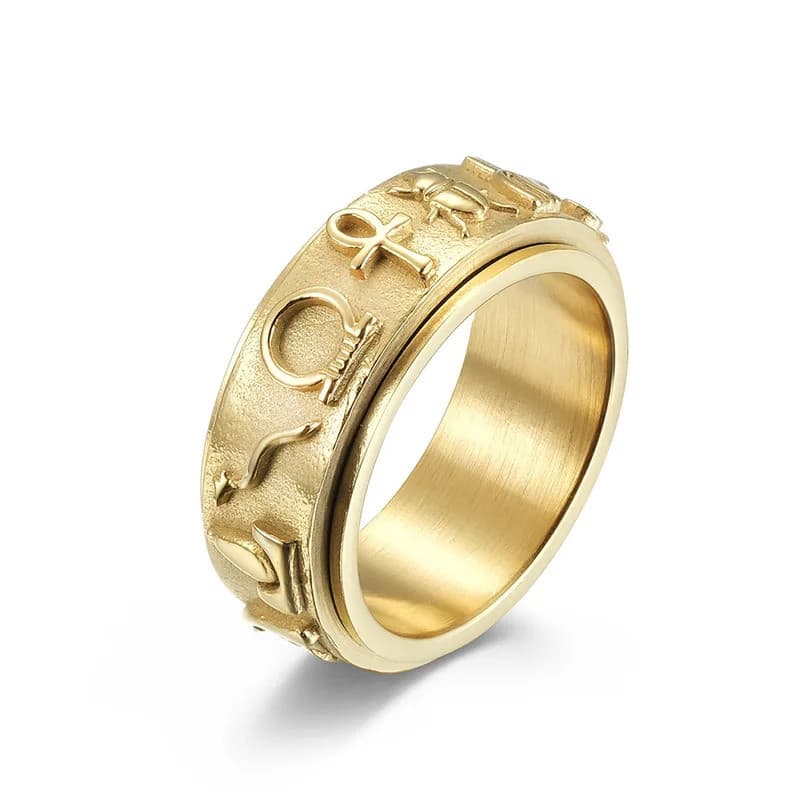 Anel de Aço Inoxidável Ankh, Olho de Hórus, Anúbis, Rotativo, Anel de Ansiedade, Símbolo Egípcio Antigo, Faixa de Proteç