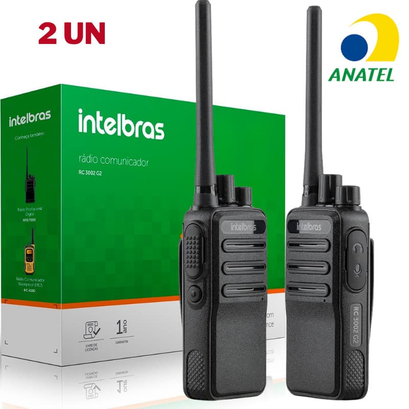 Kit 2x Rádio Comunicador INTELBRAS RC3002 G2 Walkie Talk HT