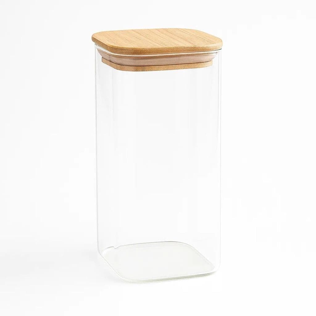 Pote Hermético de Vidro com Tampa de Bambu 950ml