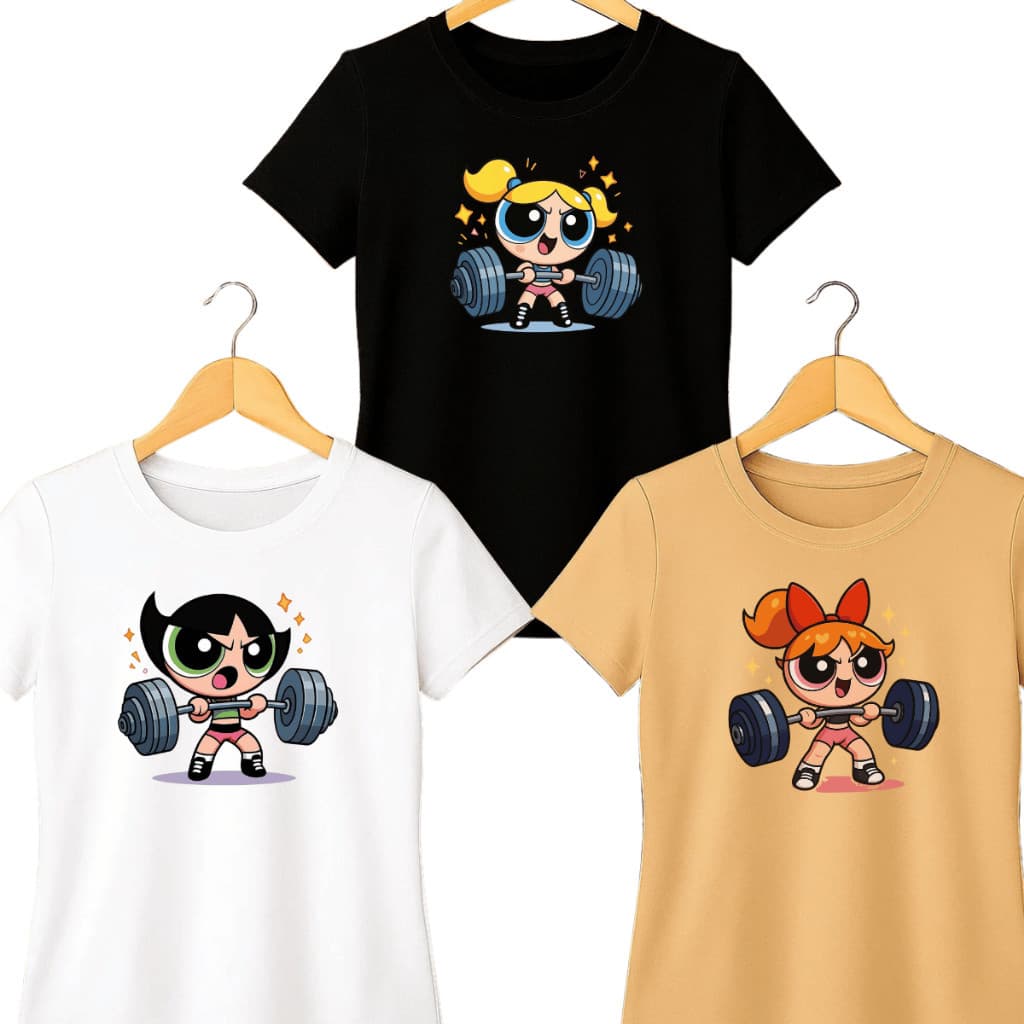 Kit 3 Camisetas Plus Size Feminina P ao G5 Estampada Academia Camisa Super Poderosas