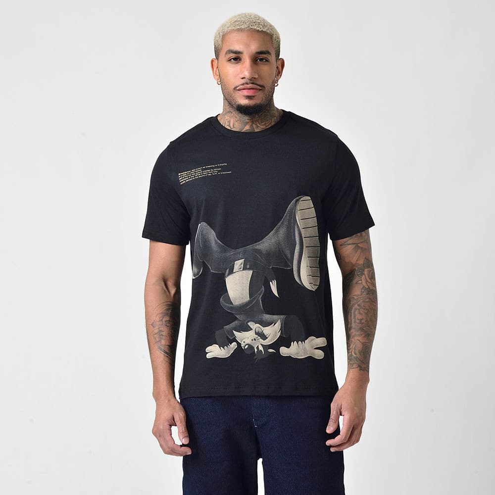 Camiseta Masculina Preta Estampada Looney Tunes Pernalonga