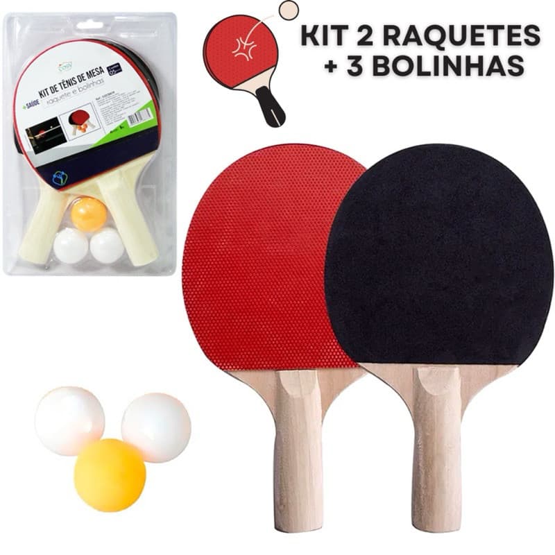 Raquete de Ping Pong com Bola Tênis de Mesa Infantil e Adulto Esporte Diversão