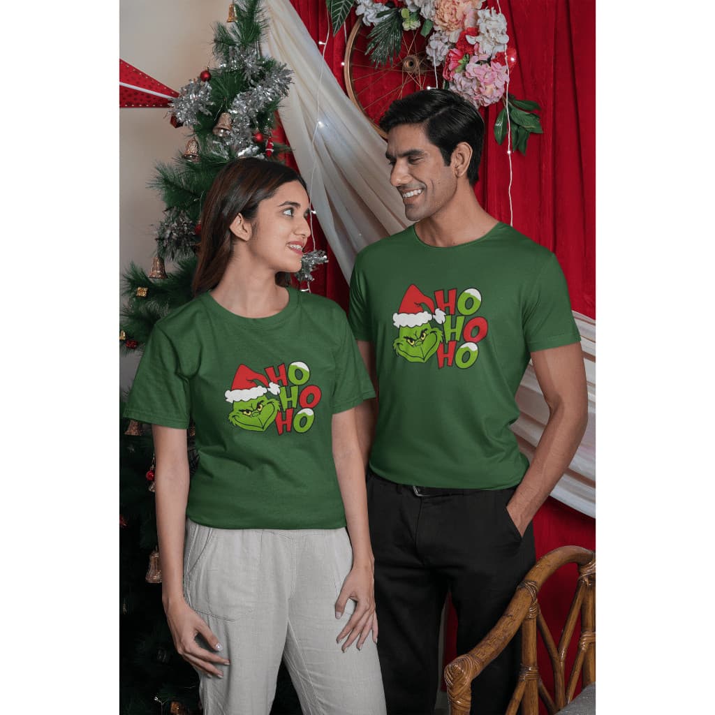 Kit Casal 2 Camisetas De Natal Estampadas Grinch HoHoHo 100% Algodão Premium Envio Já Promoção