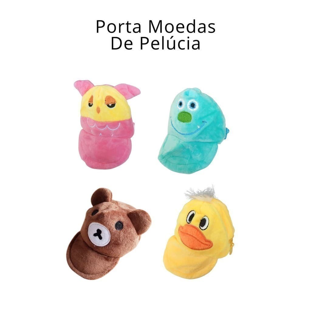 Porta Moedas de Pelúcia Desenho Animado – Mini Bolsa para Moedas e Cartões | Modelos Sortidos