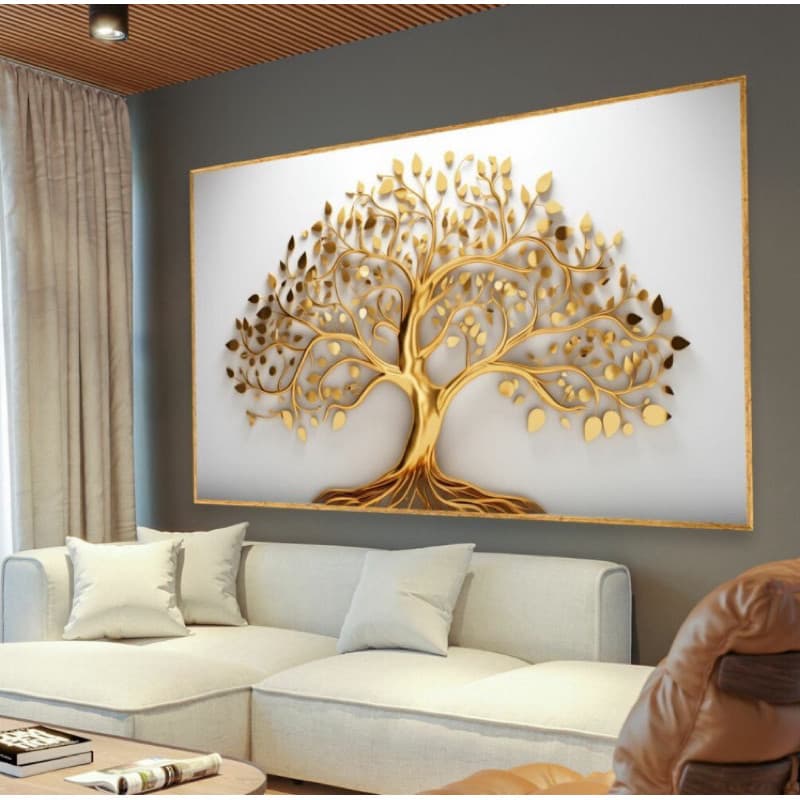 Quadro Decorativo Arvore Da Vida Dourada
