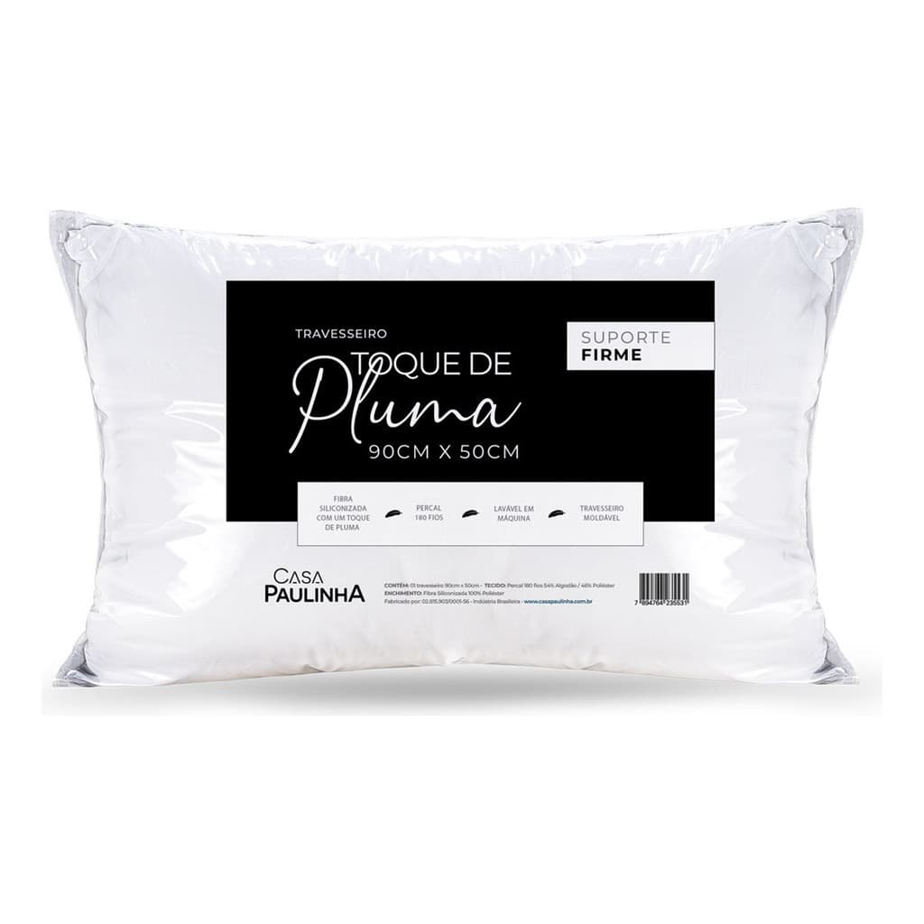 Travesseiro Toque De Pluma Suporte Firme 90x50 Super Macio