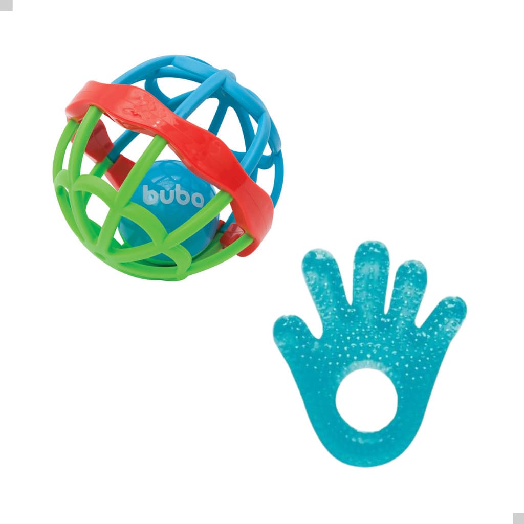 Kit Chocalho e Mordedor Massageador Buba para Bebê