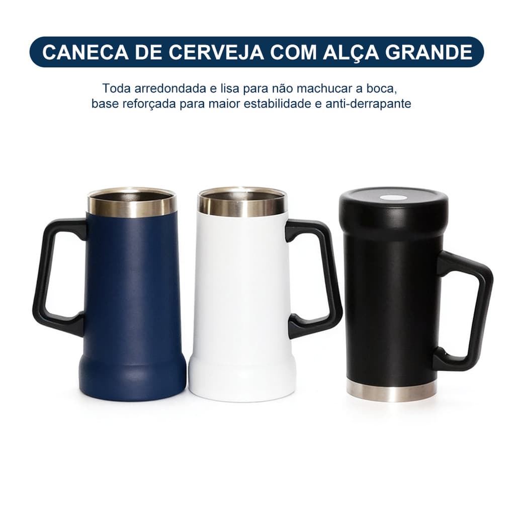 Caneca Térmica Chopp Cerveja Camada Dupla Inox 710ml