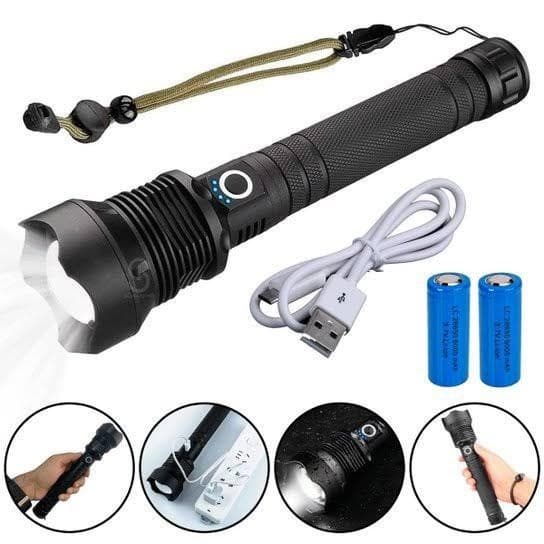 Lanterna tática led T9 P90 Grande forte recarregável zoom bateria JUDY STORE
