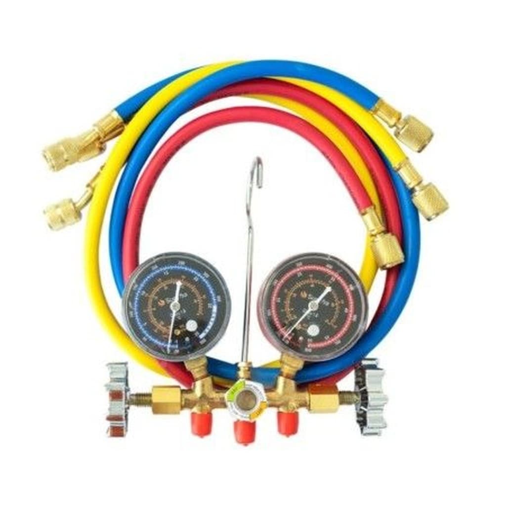Kit Manifold Suryha R410 R32 Analógico Mangueiras 90cm Visor 5/16 Ar Condicionado