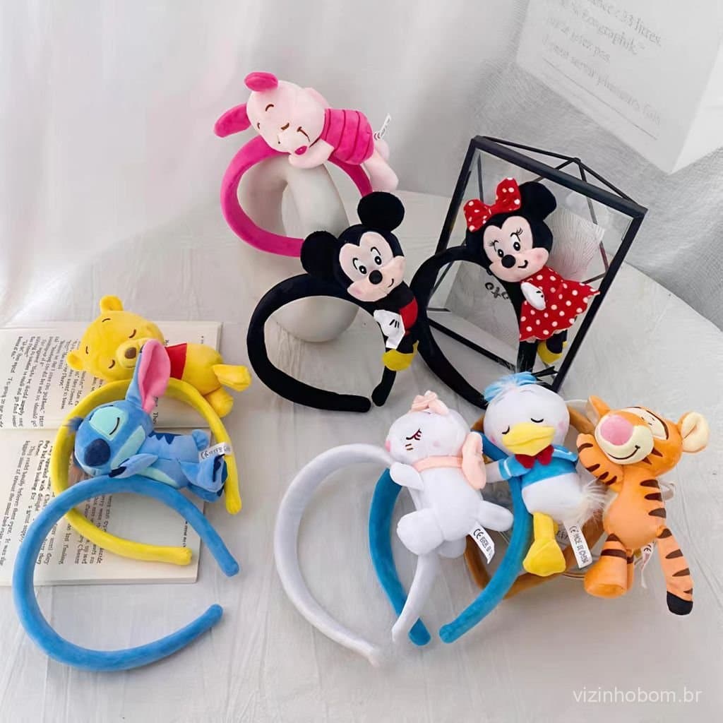 Tiara Pelúcia Mickey Pato Donald Stitch Fofa Infantil Cabelo Menina Fantasia Lavável Presente