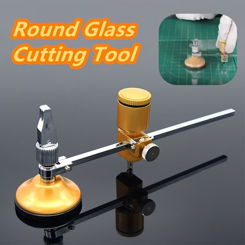 Cortador Circular De Vidro Tipo Bússola-Fixação De Ventosa + 360 ° Rotação , 2-10 Mm De Espessura , Orifício Para Ventil