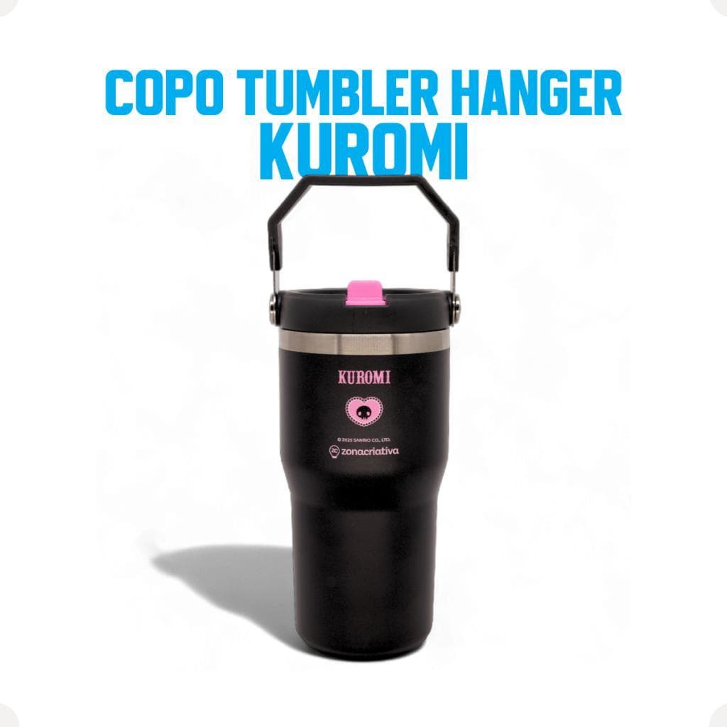 Copo Térmico Tumbler Hanger 650ml Kuromi Sanrio Inox Com Tampa E Canudo Presente Kawaii Fofo