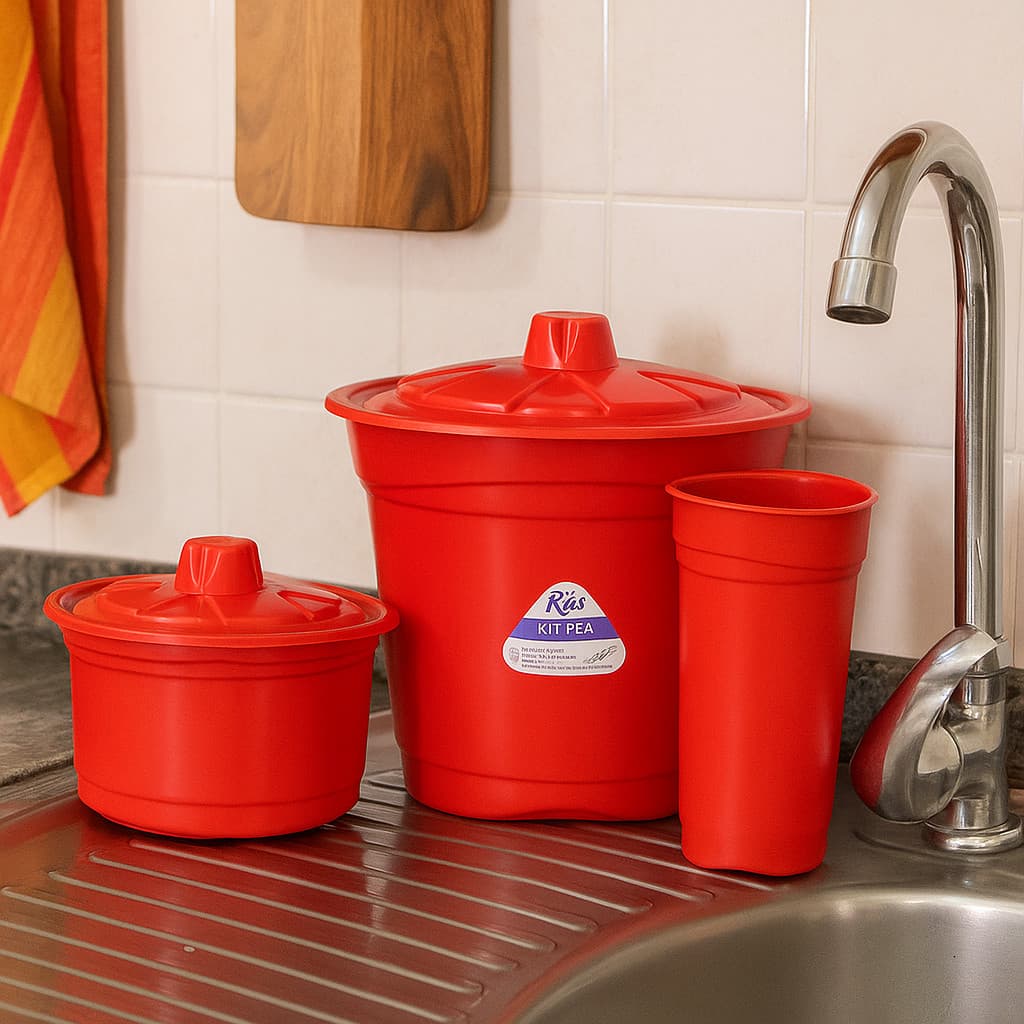 Kit Pia Cozinha Organização 3 Peças Lixeira Porta Detergente Porta Esponja 3 Peças Envio Imediato