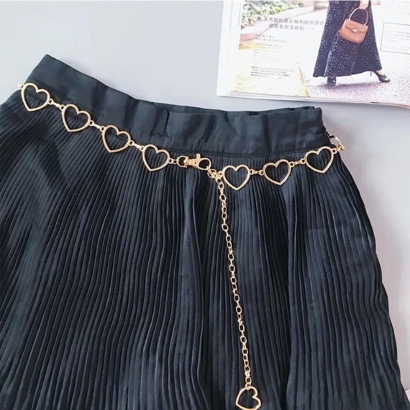 Nova corrente de cintura de coração feminino Cinto de moda feminina