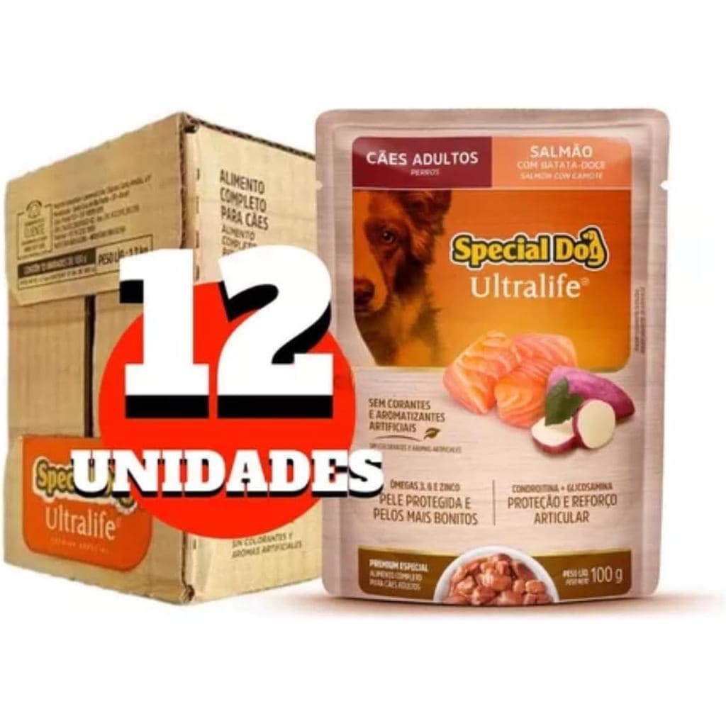 Caixa Sachê Special Cat Dog Ultralife Adulto Salmão (12und Sachês de 100g)