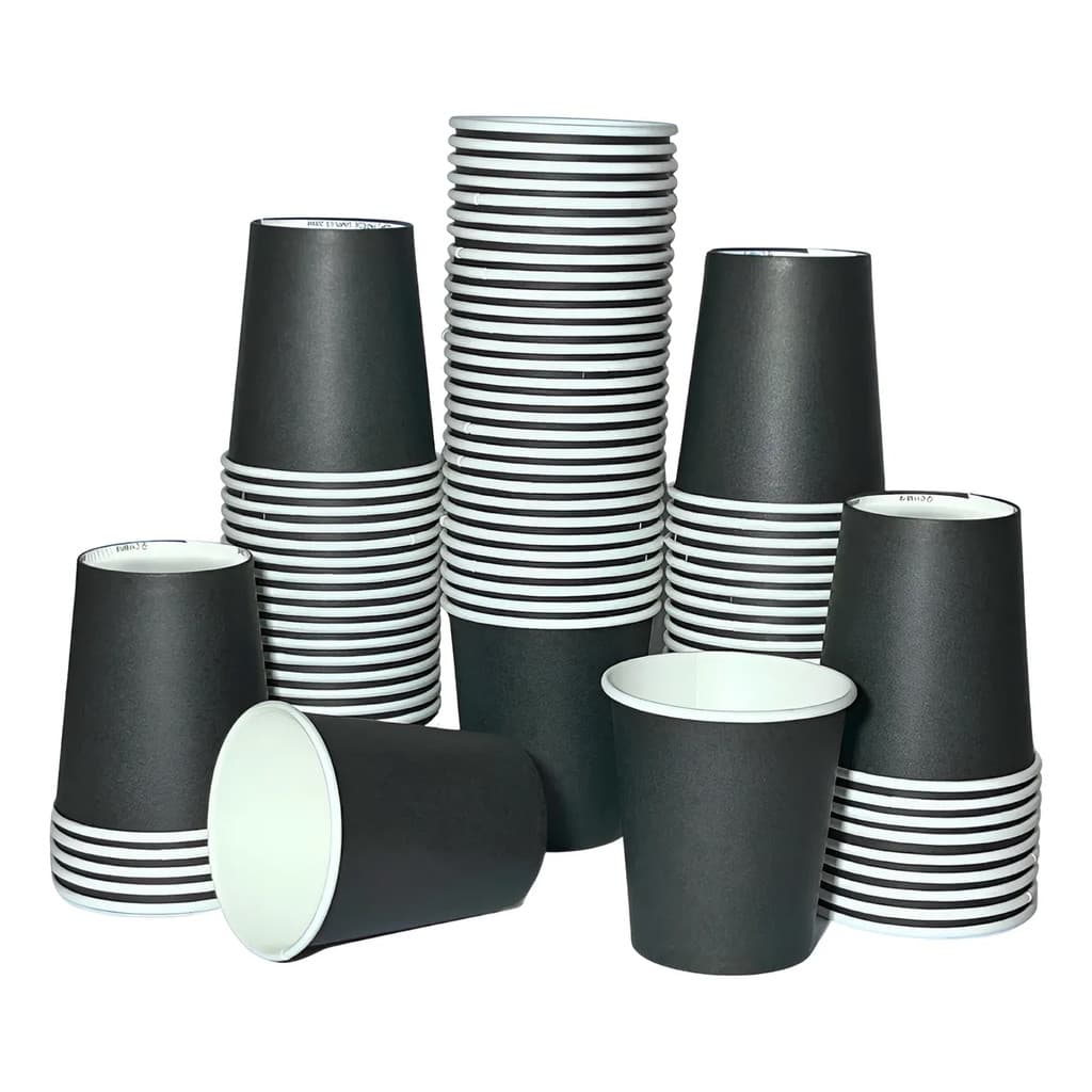 Copo de Papel 200ml Preto Biodegradável Térmico C/200 Copos