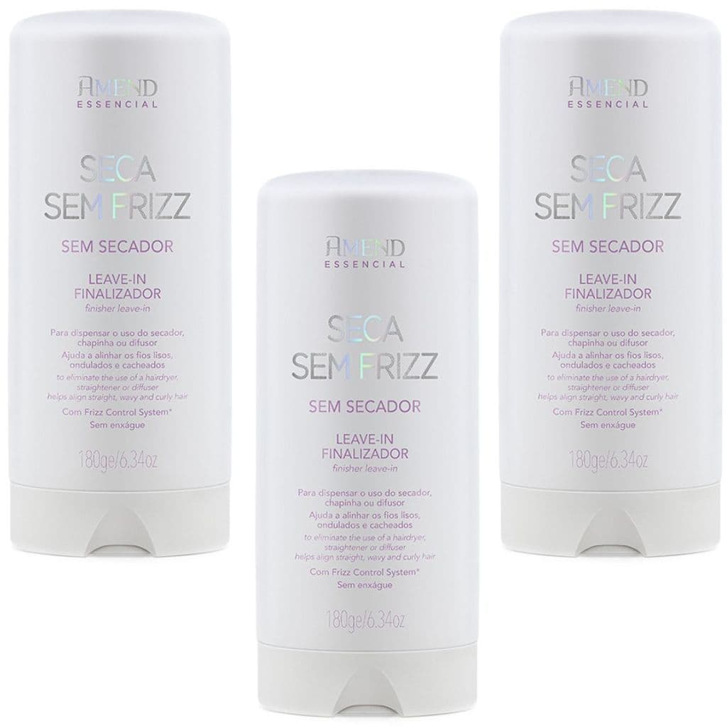 Kit 3 Unidades Amend Essencial Seca Sem Frizz 180ml – Controle e Maciez Imediata!