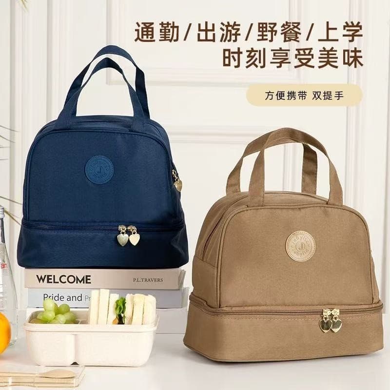 Bolsa Termica De 2 Repartiçoes Para Levar Sucos, Lanches e Marmitas Alta Qualidade, Com Alça