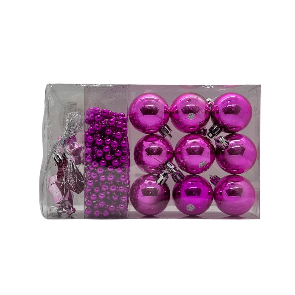 KIT DE ENFEITE PARA ARVORE DE NATAL ROSA 4CM