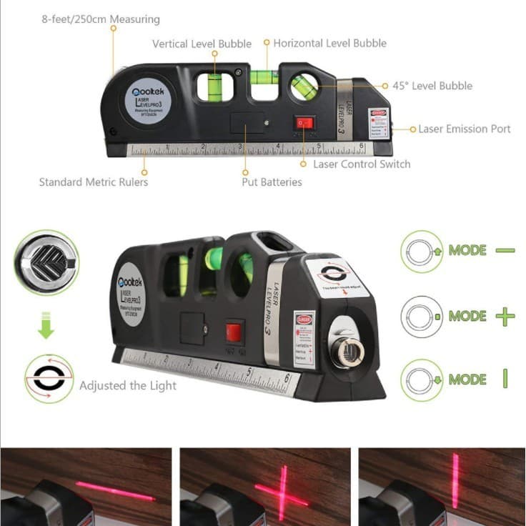 Com nível de bolha a Laser, fita métrica e régua portátil de nível melhor