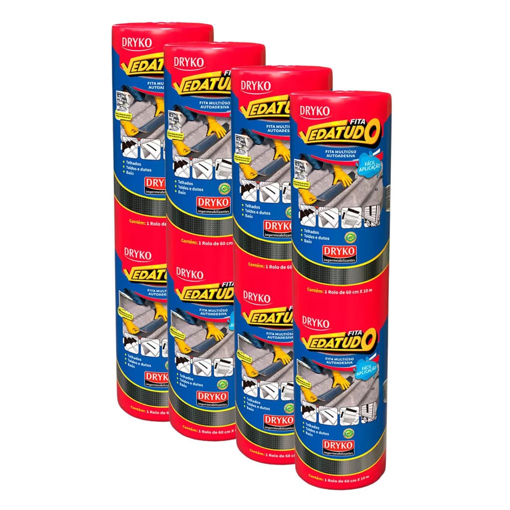 KIT C/4 Fita Manta Asflatica 60cm VEDATUDO ALUMÍNIO - DRYKO