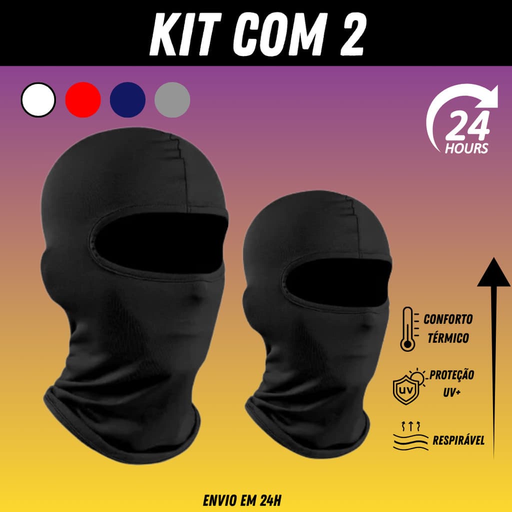 2 Touca Ninja Balaclava Toca UV+50 Proteção Solar Térmica Motoqueiro Motoboy touca preta