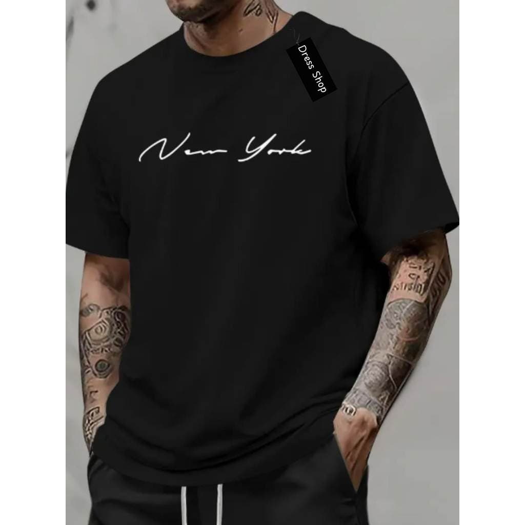 Camiseta Masculina New York Letra Script Blusa Estampada 100% Algodão basica manga curta