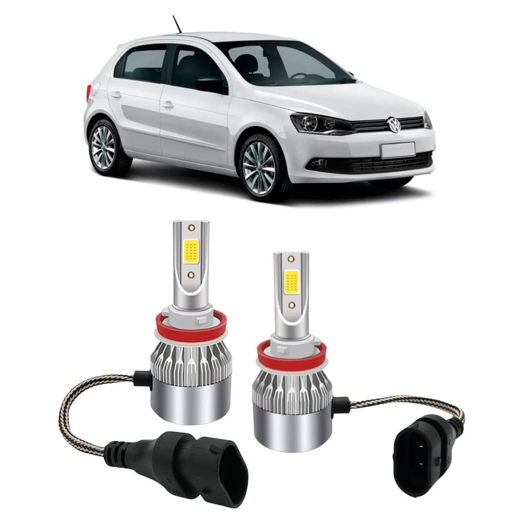 Par Lampada Super LED Farol de Milha Gol Voyage Saveiro G6 2013 2014 2015 6000k H11