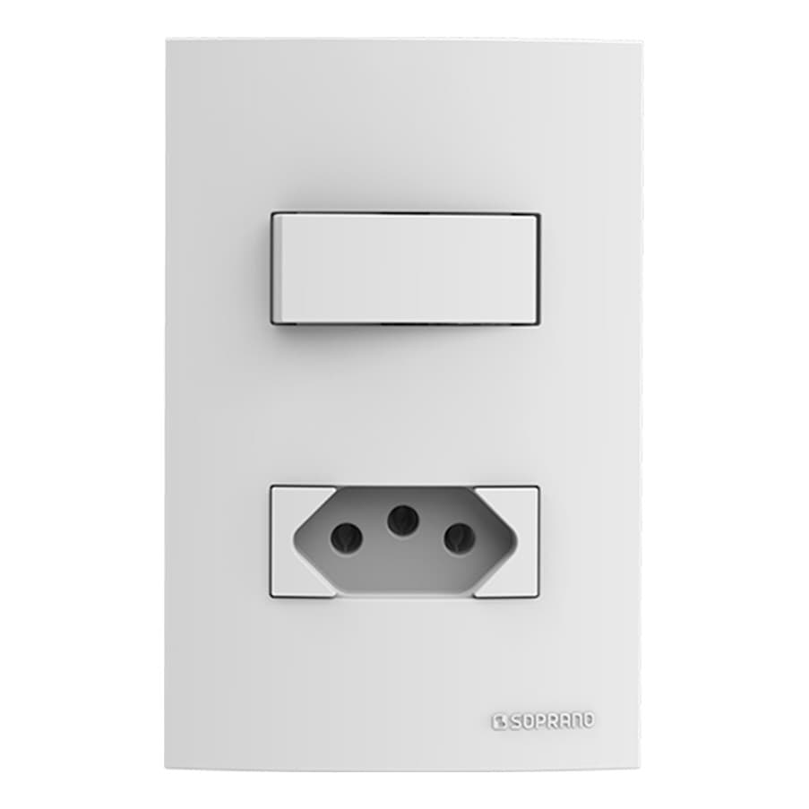Conjunto 1 INT Simples + 1 Tomada 2P+T 10A 250v 4x2 Branco Brava Up