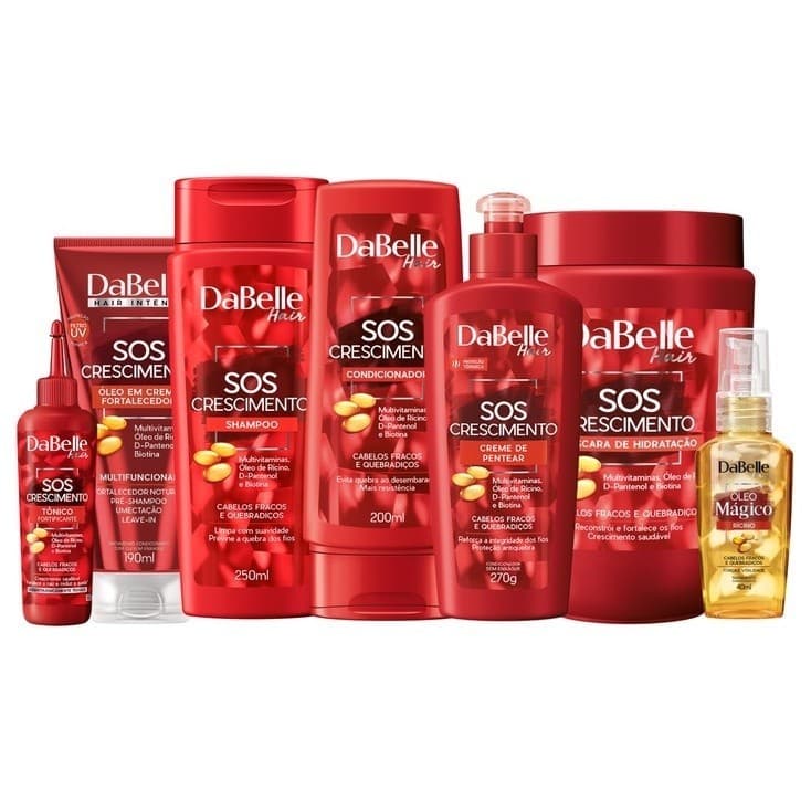 Kit Dabelle Tratamento Reconstrução SOS Crescimento Capilar Fortalecimento Antiqueda Óleo Reparador