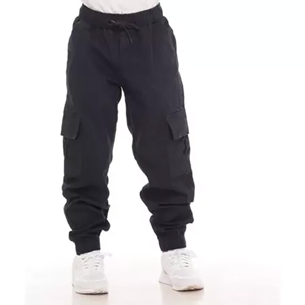 Calça Cargo Jogger Juvenil TAM12-16 Laterais Funcionais Streetwear Casual Ajuste Unissex 2025