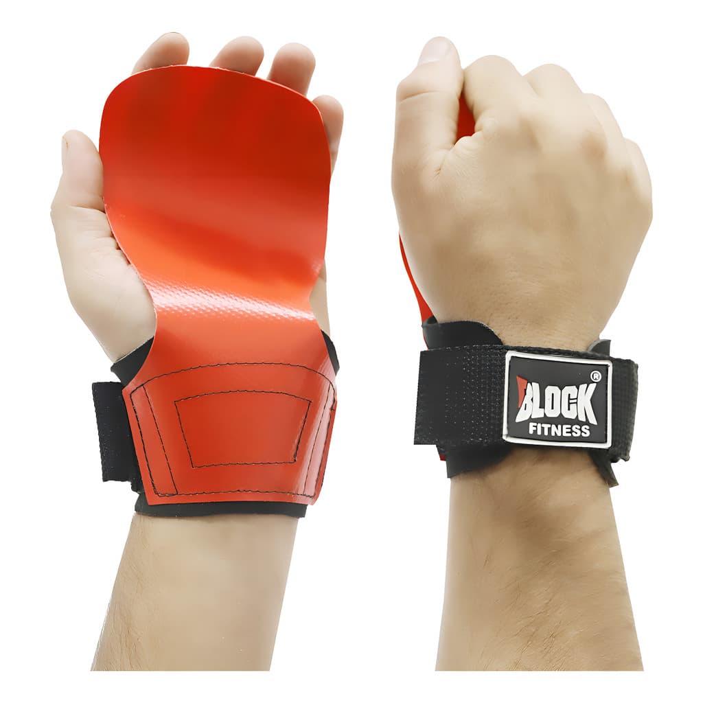Block Fitness munhequeira crossfit hand grip academia cor vermelho tamanho unico